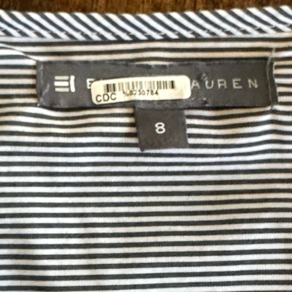 Elliot Lauren | Pinstripe Collarless Button Down Shirt with Lantern Sleeve - Picture 4 of 8